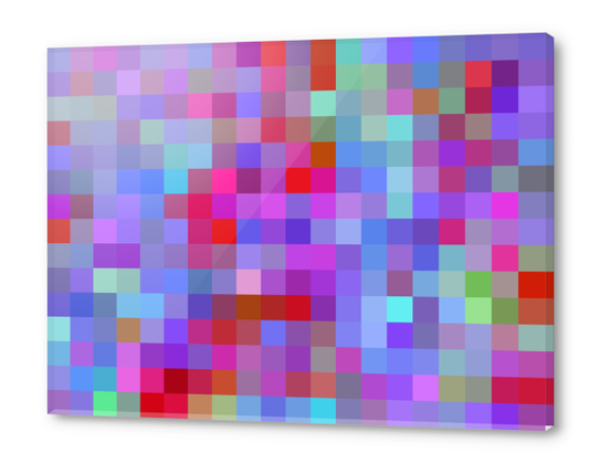 geometric square pixel pattern abstract background in blue purple pink red Acrylic prints by Timmy333