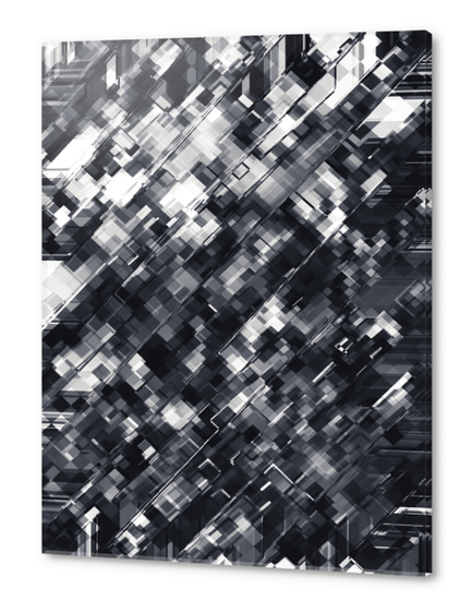 geometric square pixel pattern abstract in black and white Acrylic prints by Timmy333