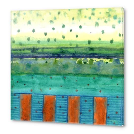 Orange Posts with Landscape  Acrylic prints by Heidi Capitaine