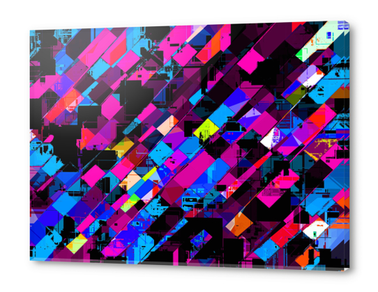 geometric square pixel pattern abstract background in pink and blue Acrylic prints by Timmy333