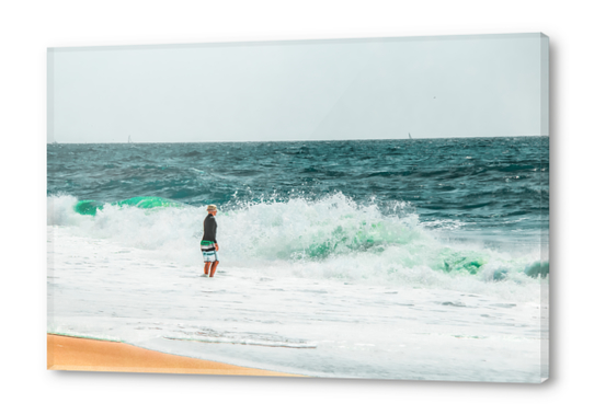 sandy beach with blue wave at Oxnard Beach California USA Acrylic prints by Timmy333