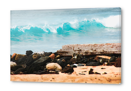 closeup blue wave with sandy beach at Kauai, Hawaii, USA Acrylic prints by Timmy333