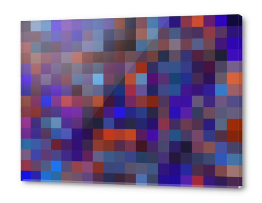 geometric square pixel pattern abstract background in blue purple orange Acrylic prints by Timmy333