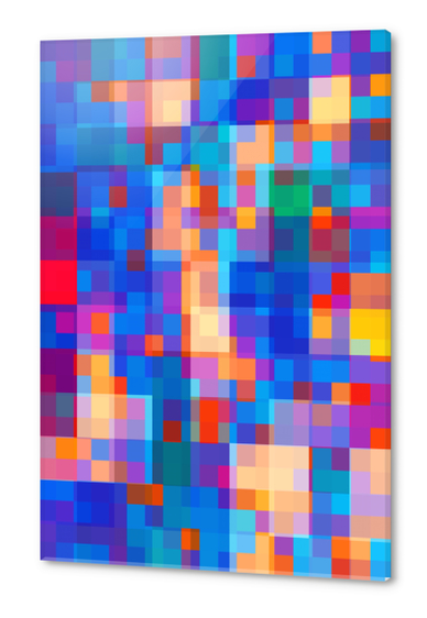 geometric pixel square pattern abstract background in blue red pink Acrylic prints by Timmy333