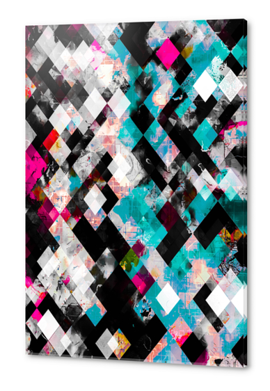 geometric pixel square pattern abstract in pink blue black Acrylic prints by Timmy333