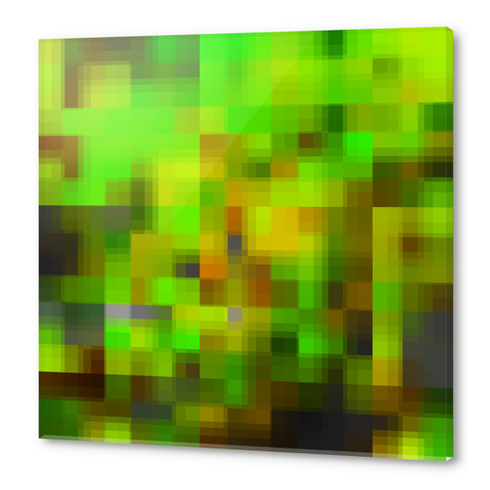 graphic design geometric pixel square pattern abstract in green brown Acrylic prints by Timmy333