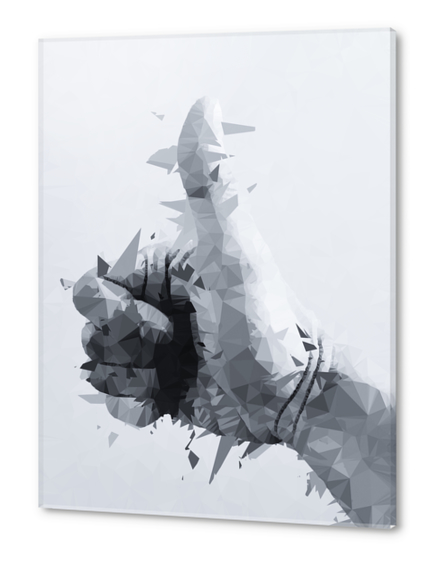 splash geometric thumbs up abstract background in black and white Acrylic prints by Timmy333