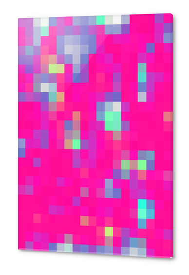 geometric pixel square pattern abstract background in pink blue Acrylic prints by Timmy333