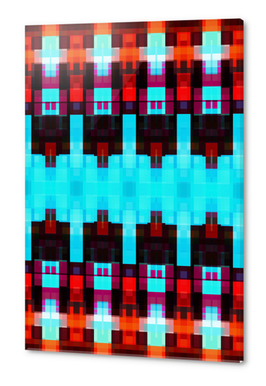 symmetry art graphic design pixel geometric square pattern abstract background in blue red brown Acrylic prints by Timmy333