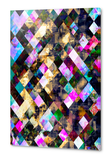 geometric pixel square pattern abstract background in pink blue brown Acrylic prints by Timmy333