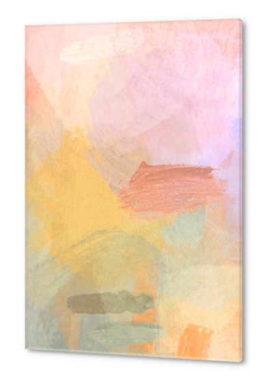 abstract splatter brush stroke painting texture background in pink yellow Acrylic prints by Timmy333