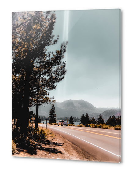 road with mountain and blue sky view at Mammoth Lakes California USA Acrylic prints by Timmy333