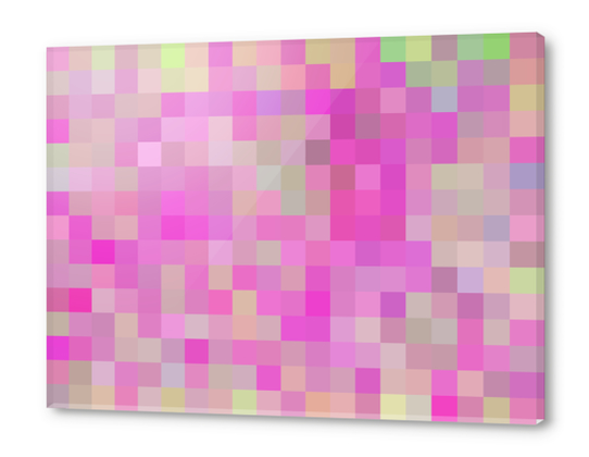 geometric square pixel pattern abstract background in pink blue green Acrylic prints by Timmy333