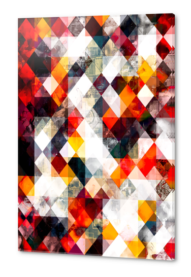 geometric pixel square pattern abstract background in red orange brown Acrylic prints by Timmy333