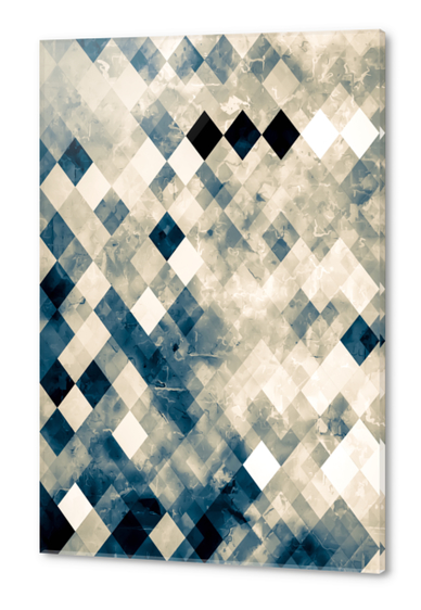 vintage geometric square pixel pattern abstract art in blue Acrylic prints by Timmy333