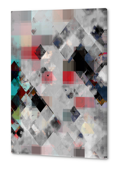 geometric pixel square pattern abstract background in red blue Acrylic prints by Timmy333