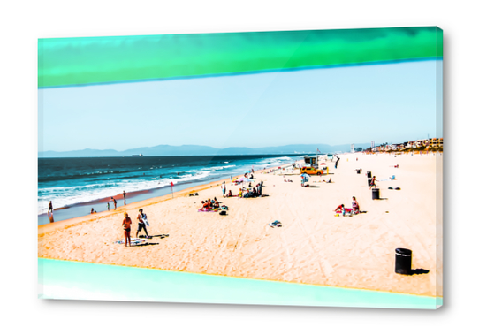 Summer sandy beach at Manhattan Beach, California, USA Acrylic prints by Timmy333