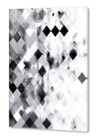 geometric pixel square pattern abstract background in black and white Acrylic prints by Timmy333