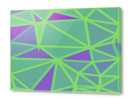 geometric triangle polygon shape abstract background in green and purple Acrylic prints by Timmy333