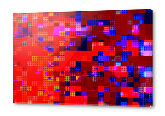 geometric pixel square pattern abstract background in red blue pink Acrylic prints by Timmy333