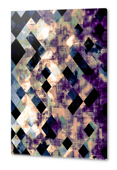 geometric pixel square pattern abstract art in purple blue brown Acrylic prints by Timmy333