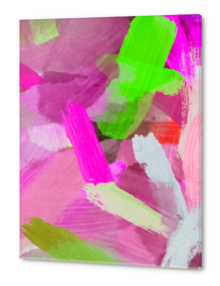 brush painting texture abstract background in pink green Acrylic prints by Timmy333