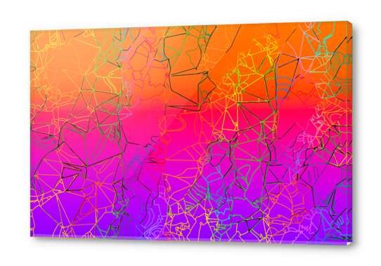 geometric line art abstract background in purple pink orange blue Acrylic prints by Timmy333