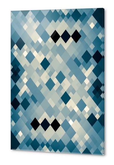 geometric square pixel pattern abstract art background in blue Acrylic prints by Timmy333