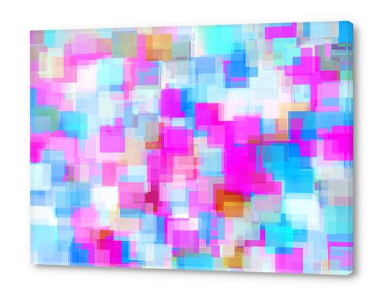 geometric square pattern abstract background in pink and blue Acrylic prints by Timmy333