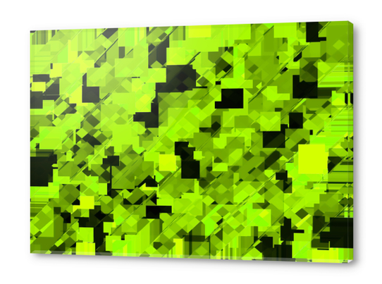 geometric square pixel pattern abstract background in green and black Acrylic prints by Timmy333