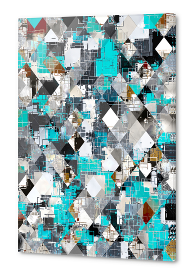 geometric pixel square pattern abstract background in blue brown Acrylic prints by Timmy333