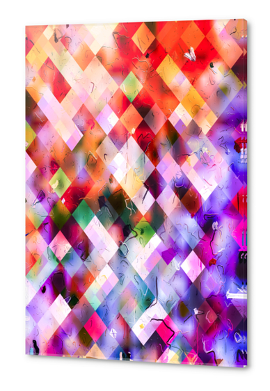 geometric pixel square pattern abstract background in purple orange red Acrylic prints by Timmy333