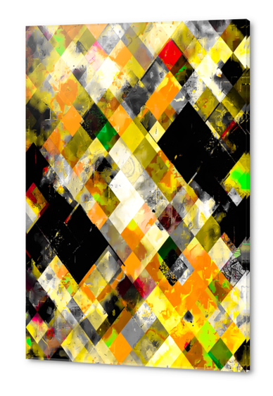 geometric pixel square pattern abstract background in yellow orange Acrylic prints by Timmy333