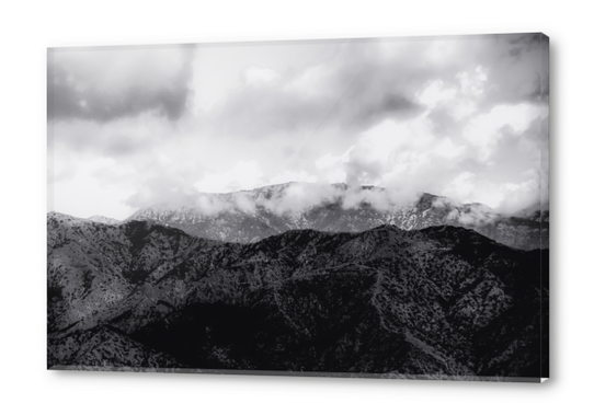 mountain with cloudy sky in Los Angeles California USA in black and white Acrylic prints by Timmy333