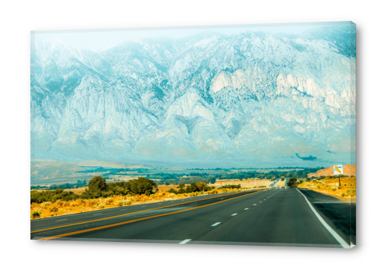 countryside road with mountains and foggy sky view in California, USA Acrylic prints by Timmy333