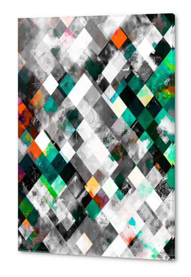 geometric pixel square pattern abstract background in green orange Acrylic prints by Timmy333