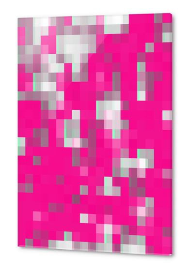 geometric pixel square pattern abstract background in pink Acrylic prints by Timmy333