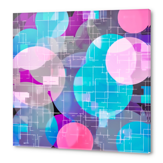 geometric square and circle pattern abstract in blue pink purple Acrylic prints by Timmy333