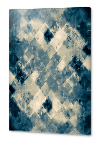 vintage geometric square pixel pattern abstract background in blue Acrylic prints by Timmy333