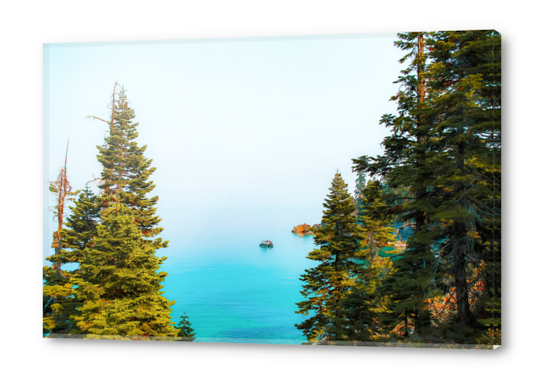 boat on the blue lake at Lake Tahoe, California, USA Acrylic prints by Timmy333