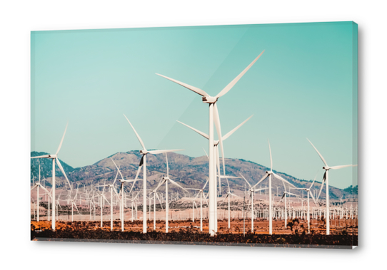 Wind turbine in the desert at Kern County California USA Acrylic prints by Timmy333