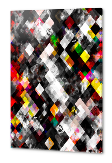 geometric pixel square pattern abstract background in red yellow green Acrylic prints by Timmy333