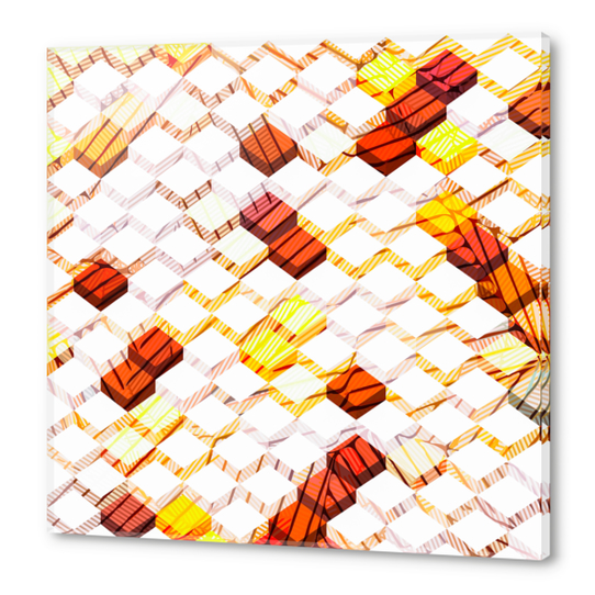 geometric square cube pattern abstract background in brown and yellow Acrylic prints by Timmy333