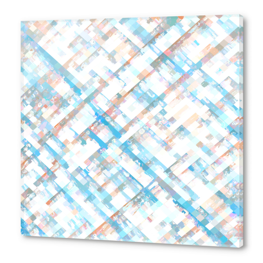 blue and brown geometric square pixel pattern abstract background Acrylic prints by Timmy333