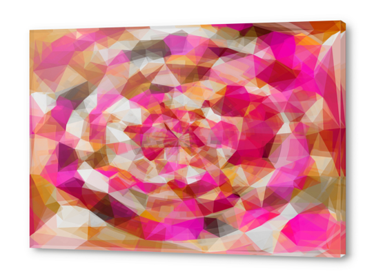 geometric polygon abstract pattern in pink orange brown Acrylic prints by Timmy333