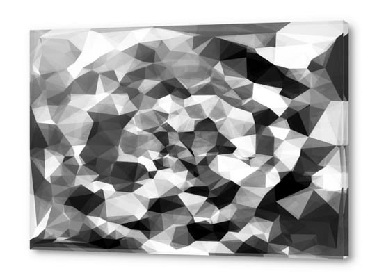 contemporary geometric polygon abstract pattern in black and white Acrylic prints by Timmy333