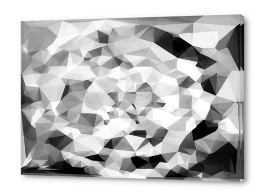 geometric polygon abstract pattern in black and white Acrylic prints by Timmy333