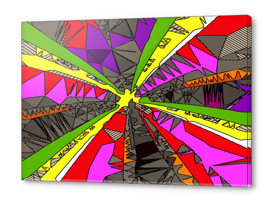 psychedelic geometric pattern drawing abstract background in red pink green yellow Acrylic prints by Timmy333