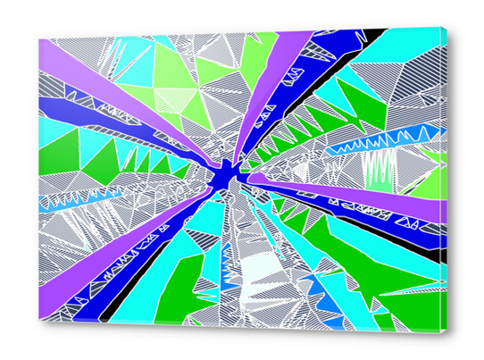 psychedelic geometric pattern drawing abstract background in blue purple green Acrylic prints by Timmy333