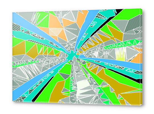 psychedelic geometric pattern drawing abstract background in blue green yellow brown Acrylic prints by Timmy333